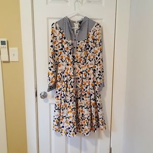 Eloquii floral and striped pattern dress